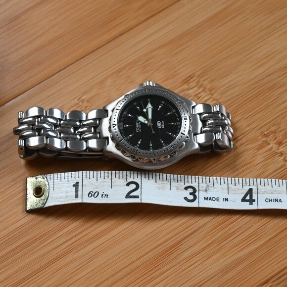 VTG 1998 Men's Fossil "Blue" Water Resistant Stainless Steel Watch - Picture 13 of 16